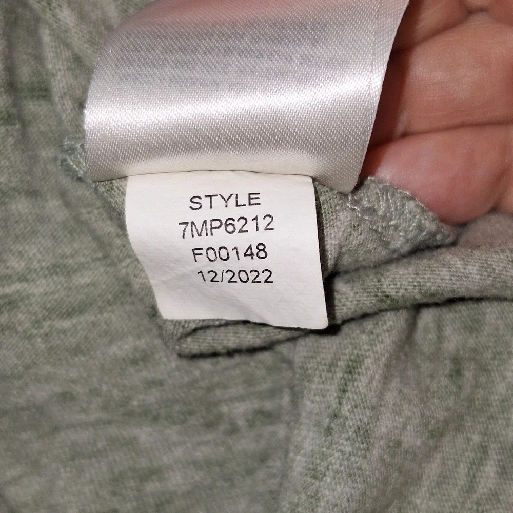 Lucky Brand Womens XXL Henley Shirt Short Sleeve Heather Green Cotton Blend Top